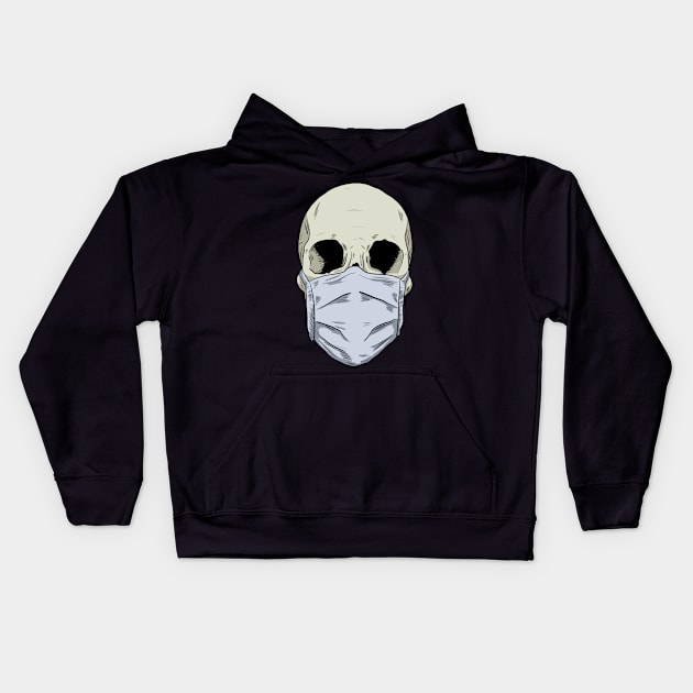 Skull Wearing Mask Kids Hoodie by Black Snow Comics